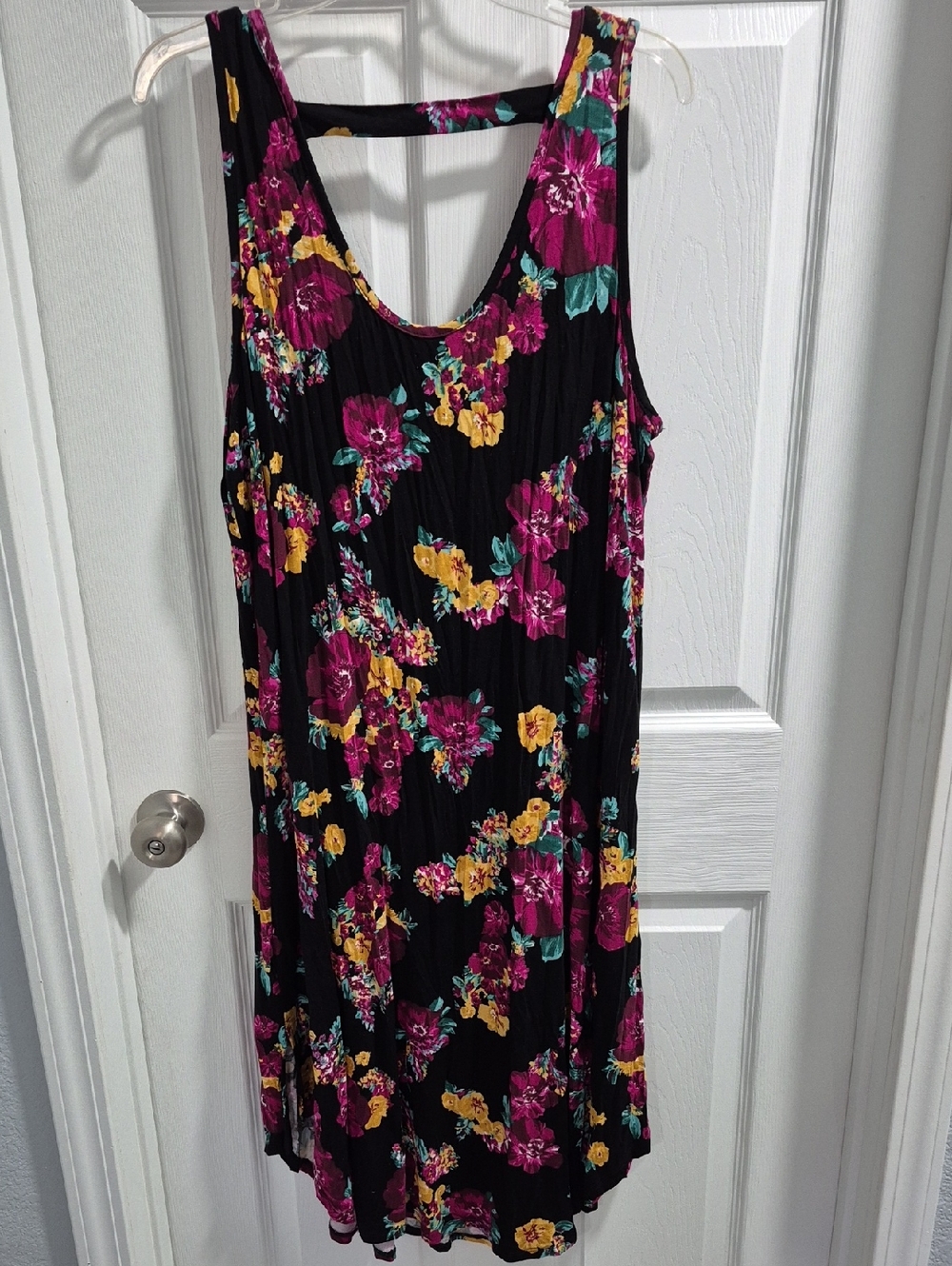 Maurices Black Floral Midi Dress - Pink, Yellow & Teal Flowers